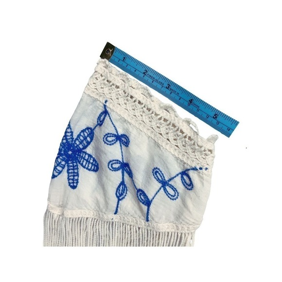 Oliver Crochet Embroidery Tunic Floral Top Blue‎ Cream Cotton Womens Size Medium - Picture 6 of 8